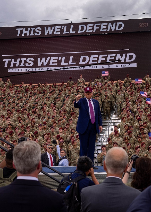President Donald J. Trump, commander in chief, interacts with Soldiers during the Army 250 celebration at Fort Bragg, N.C., June 10, 2025. Trump joins Service Members, their families, and community members as they celebrate the 250th birthday of the United States Army. (U.S. Army photo by Pfc. Richard Morgan)