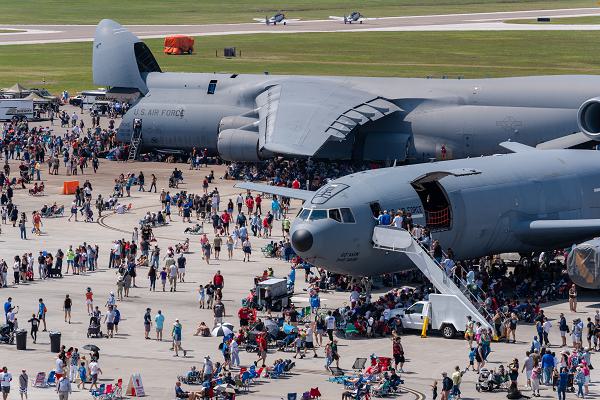Tampa Bay AirFest guests tour aircraft at MacDill Air Force Base, Fla., March 30, 2024. The air show featured a variety of aerial performances and static aircraft displays aimed at inspiring the next generation of military aviators. (U.S. Air Force photo by Senior Airman Joshua Hastings) 