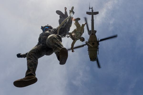 04 Marines extraction insertion UH 1Y Venom helicopter Rappelling Fast roping Special Patrol Insertion Extraction SPIE Support Our Troops